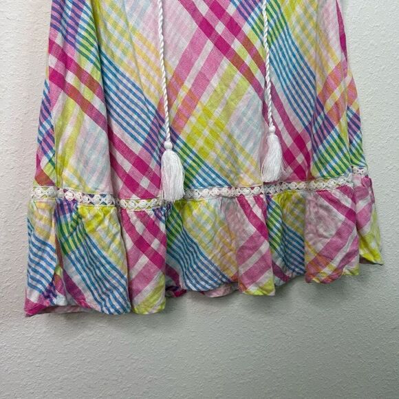 Crown & Ivy Multicolor Ruffle Striped Sleeveless Linen Blend Tank Top Women’s XS - Picture 3 of 12